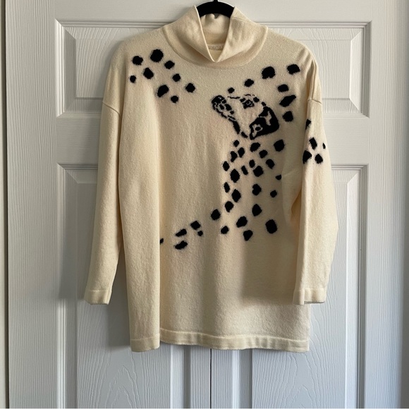 Escada Sweaters - Authentic Vintage 1990s Escada Novelty Dalmation Dog Wool Sweater.